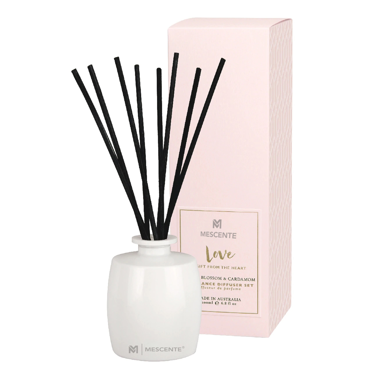 M&Scent Grande garrafa de vidro Home Essentials Aroma Reed Difusor Gift Set com palitos de rattan