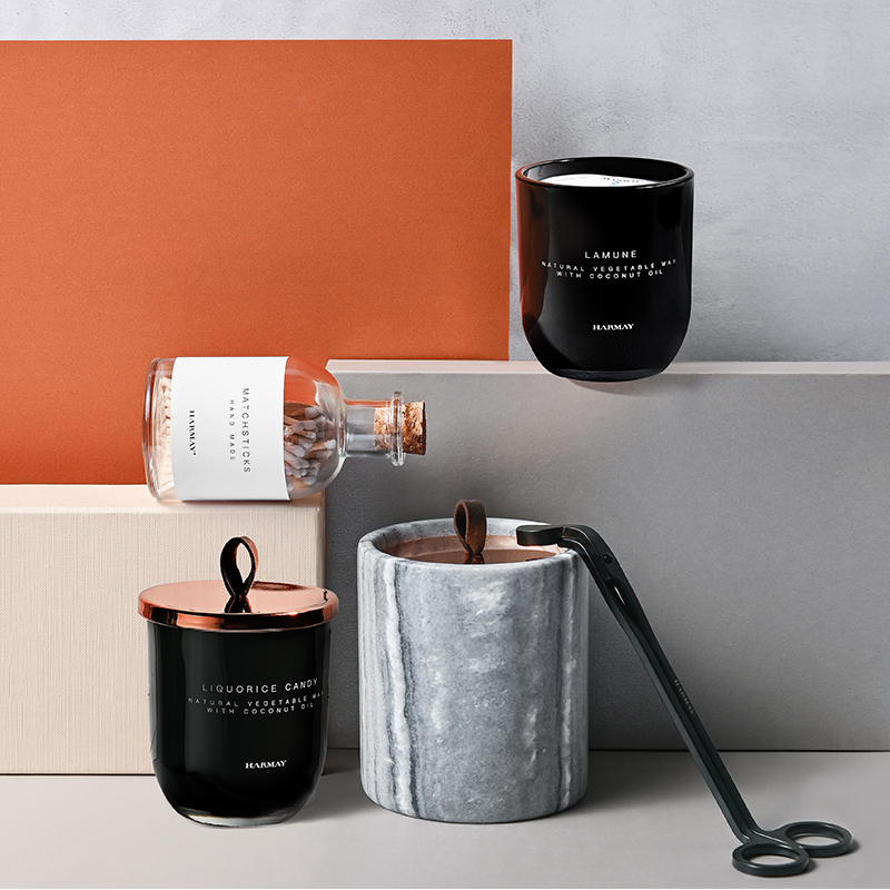M&Scent Velas de cera de soja com aroma de cristal de vidro preto de marca própria de decoração personalizada de luxo por atacado