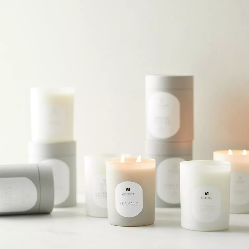 M&Scent Logotipo meditação pedras personalizadas não tóxicas ervas derramadas à mão velas de cristal de cera de soja perfumada natural