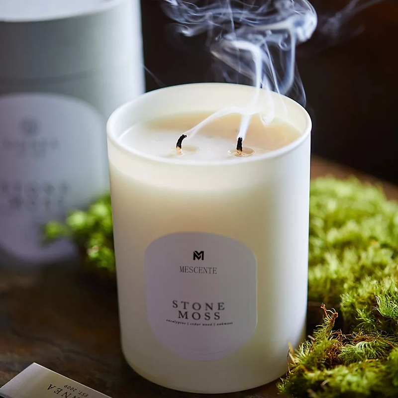 M&Scent Logotipo meditação pedras personalizadas não tóxicas ervas derramadas à mão velas de cristal de cera de soja perfumada natural