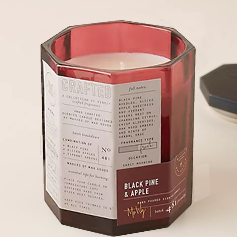 M&Scent tampa de madeira de luxo personalizada, pavio de algodão, vaso de vidro, mistura de cera de soja, vela de vidro trabalhada outonal