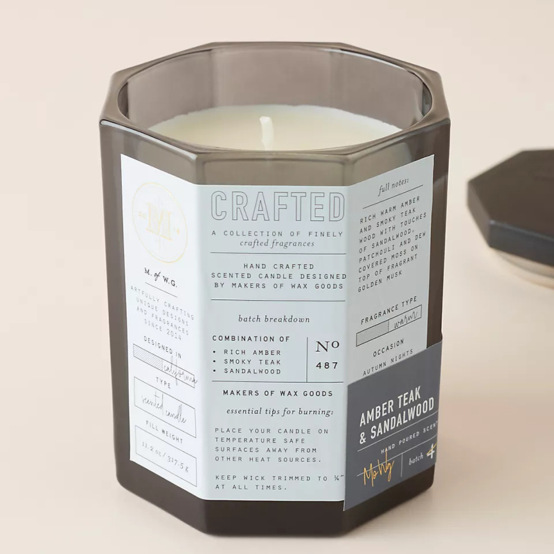 M&Scent tampa de madeira de luxo personalizada, pavio de algodão, vaso de vidro, mistura de cera de soja, vela de vidro trabalhada outonal