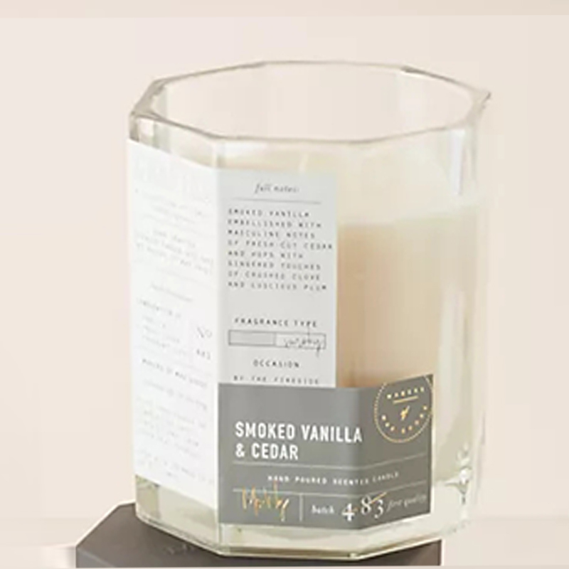 M&Scent tampa de madeira de luxo personalizada, pavio de algodão, vaso de vidro, mistura de cera de soja, vela de vidro trabalhada outonal