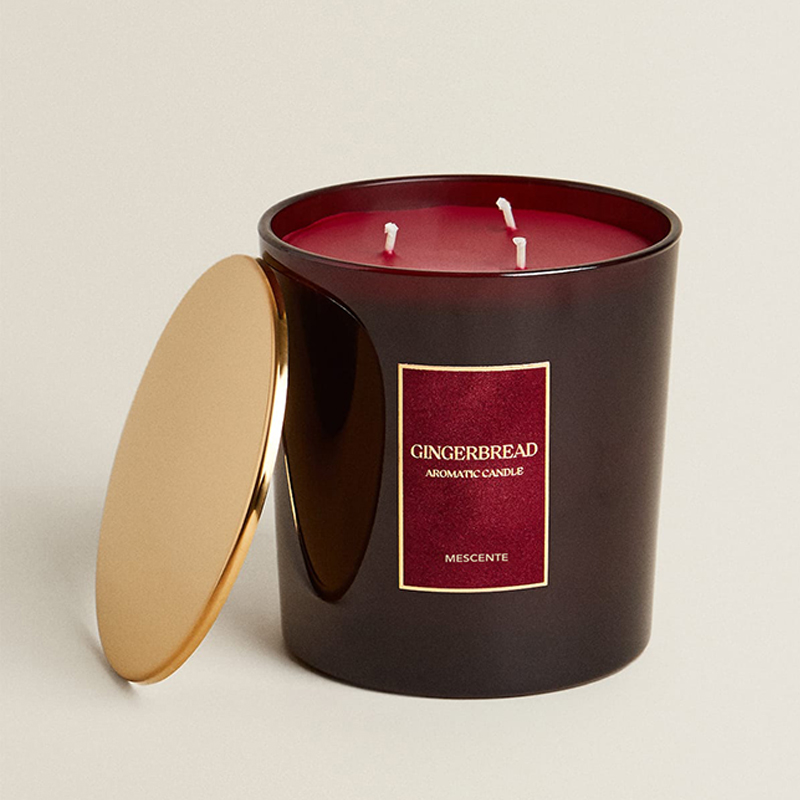 Velas personalizadas de luxo com 3 pavios M&Scent Vela perfumada de vidro fosco preto de marca própria personalizada