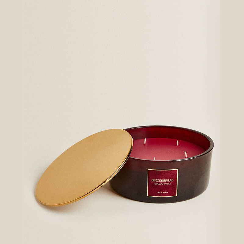Velas personalizadas de luxo com 3 pavios M&Scent Vela perfumada de vidro fosco preto de marca própria personalizada