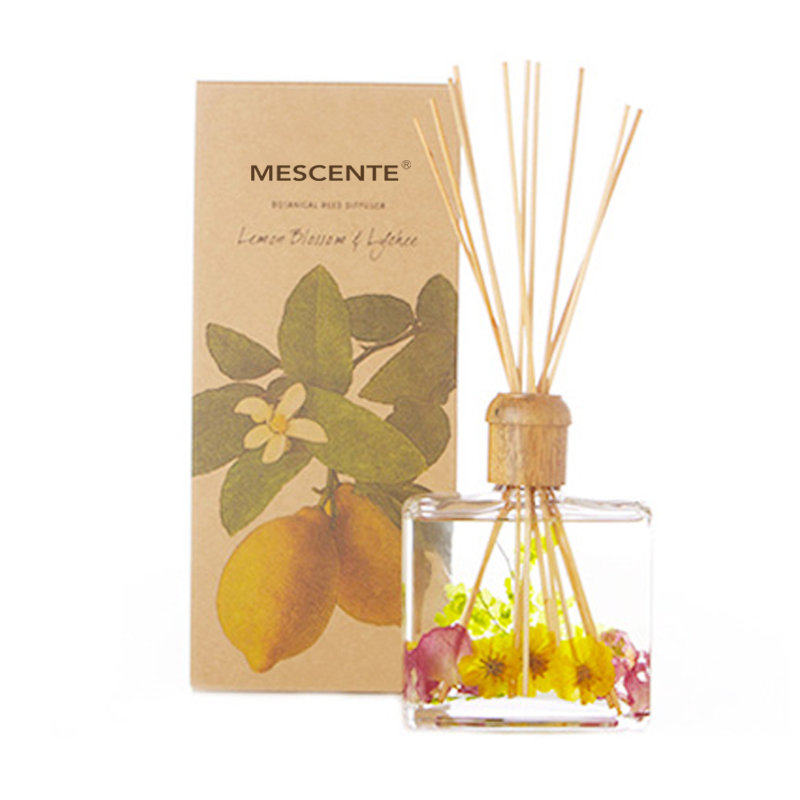 Atacado de alta qualidade de luxo personalizado de marca própria flor Sola difusor de palheta de aroma de madeira com caixa