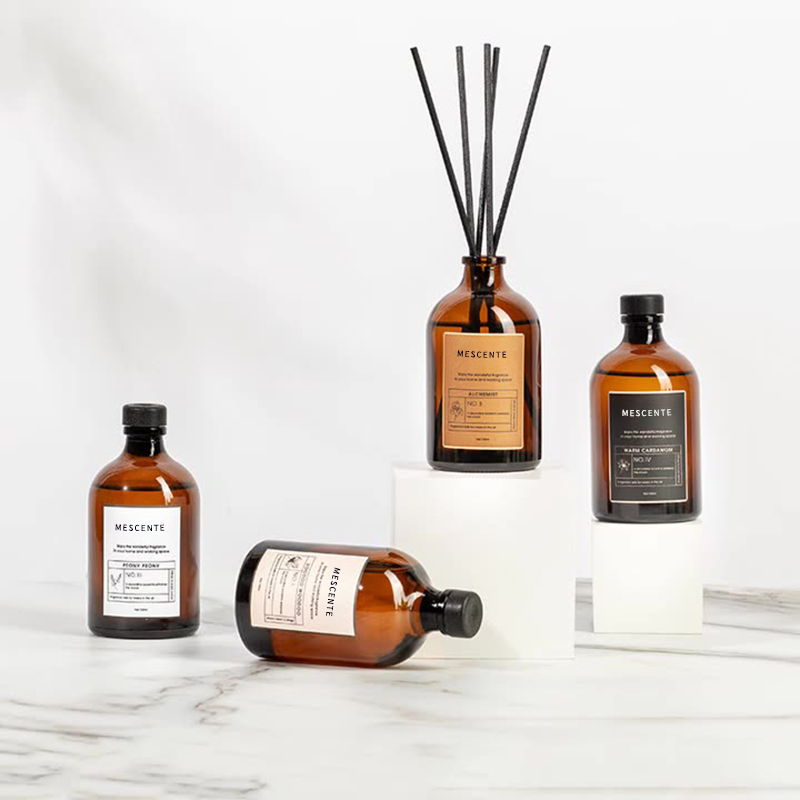 Grande preto e ouro 100ml vidro iridescente de luxo colorido varas fibra reed difusor ambienteador solvente