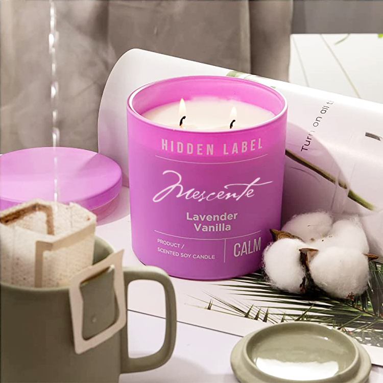 M&Scent atacado de luxo de marca própria em potes pretos velas perfumadas de cera de soja com cristais