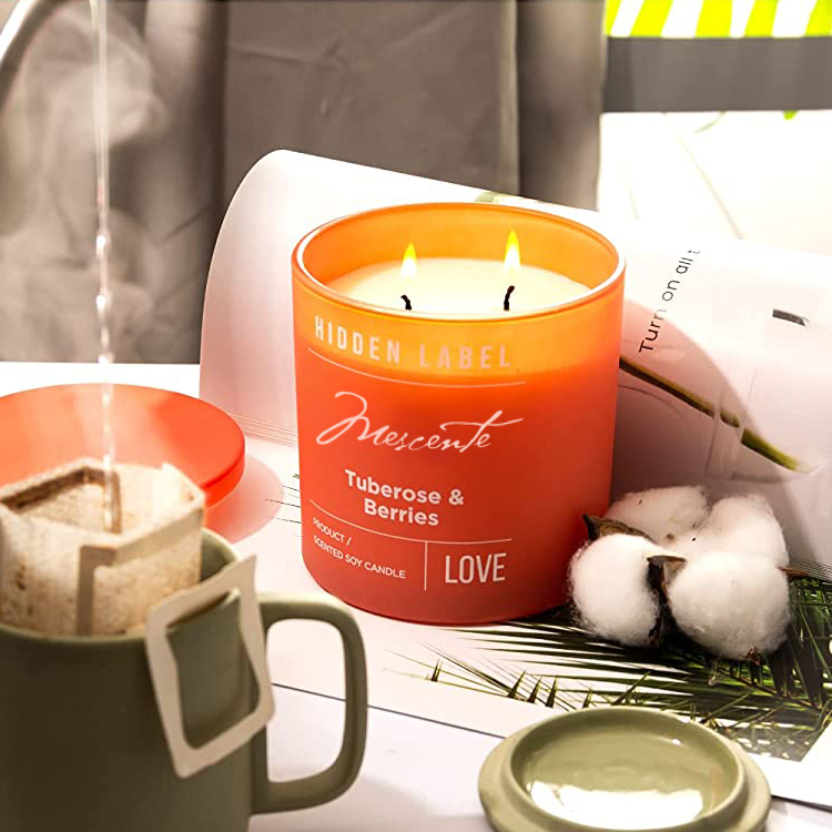 M&Scent atacado de luxo de marca própria em potes pretos velas perfumadas de cera de soja com cristais