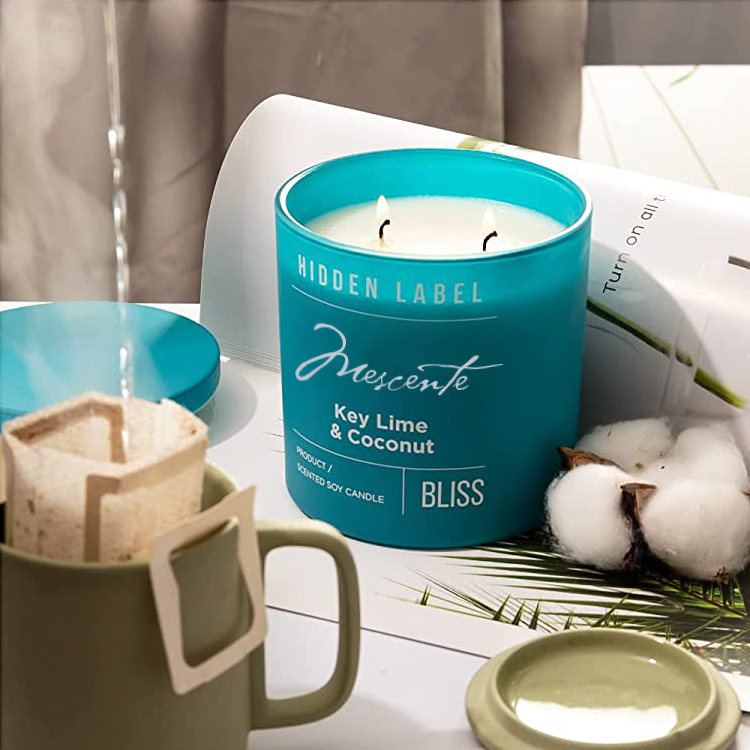 M&Scent atacado de luxo de marca própria em potes pretos velas perfumadas de cera de soja com cristais