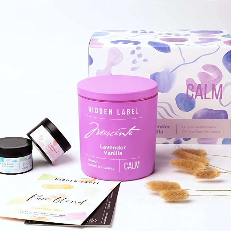 M&Scent atacado de luxo de marca própria em potes pretos velas perfumadas de cera de soja com cristais