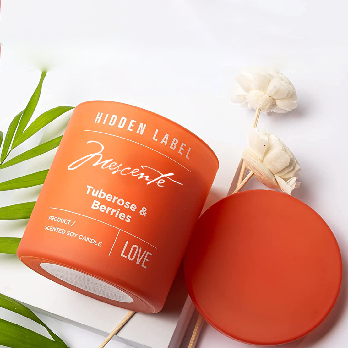 M&Scent atacado de luxo de marca própria em potes pretos velas perfumadas de cera de soja com cristais