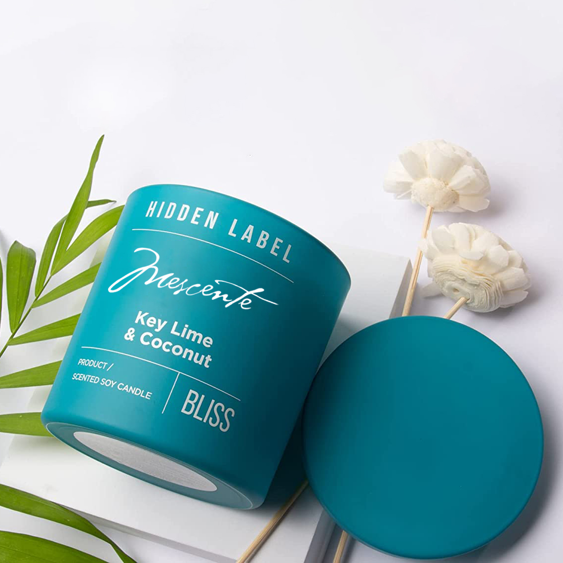 M&Scent atacado de luxo de marca própria em potes pretos velas perfumadas de cera de soja com cristais