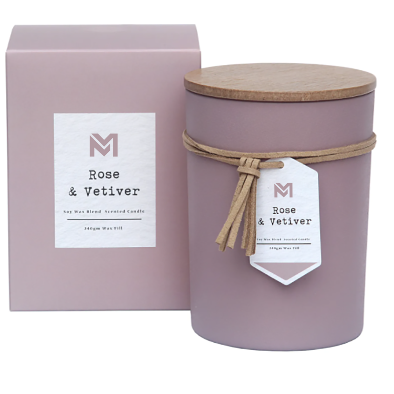 M&S perfume atacado marca própria tampa de madeira aromaterapia aroma vela de cera de soja conjunto para presente em jarra de vidro