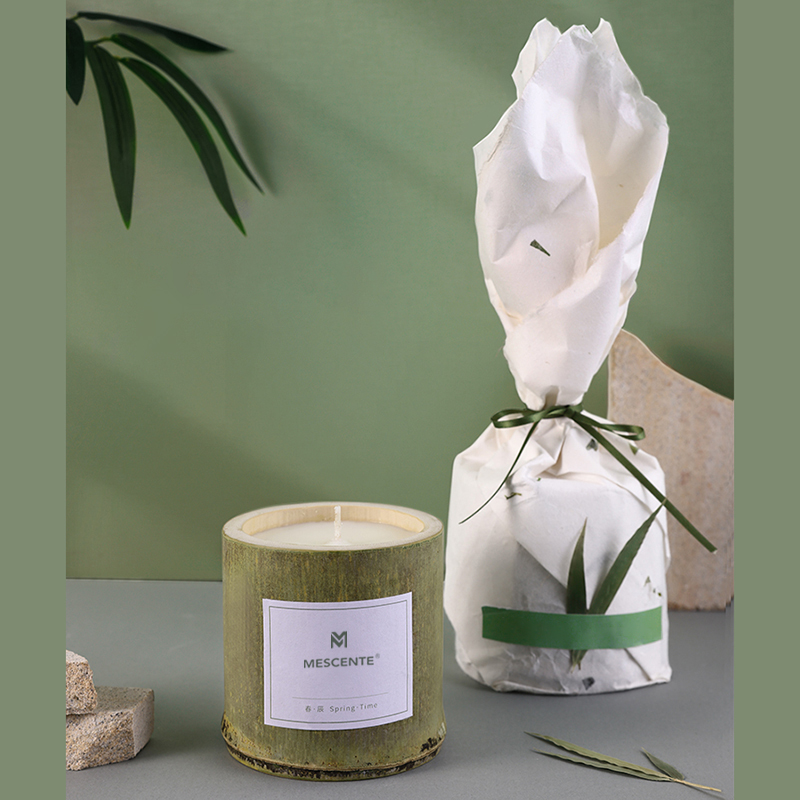 Castiçal de madeira de luxo M&Scent, velas de marca próprias perfumadas com caixa