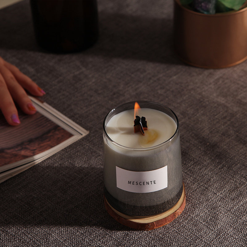 Frascos de vidro de luxo M&Scent, pavios de madeira de cristal, vela perfumada de cera de soja, velas de casamento