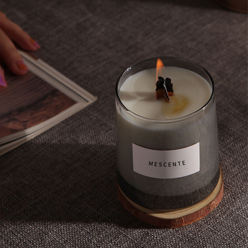 Frascos de vidro de luxo M&Scent, pavios de madeira de cristal, vela perfumada de cera de soja, velas de casamento