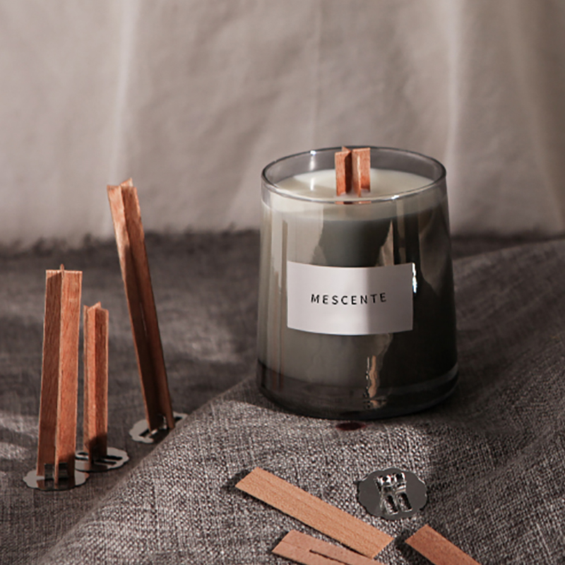 Frascos de vidro de luxo M&Scent, pavios de madeira de cristal, vela perfumada de cera de soja, velas de casamento