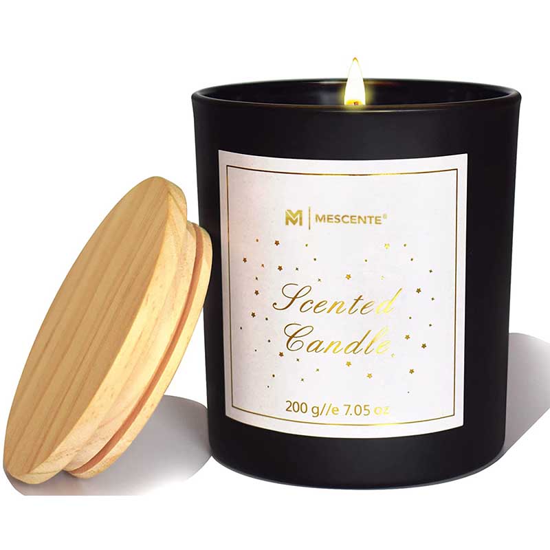 M&Scent Logotipo personalizado Mini garrafa de vidro cristal redonda Forte café cera de soja velas perfumadas com caixa a granel