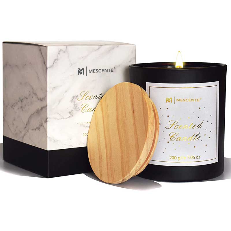 M&Scent Logotipo personalizado Mini garrafa de vidro cristal redonda Forte café cera de soja velas perfumadas com caixa a granel