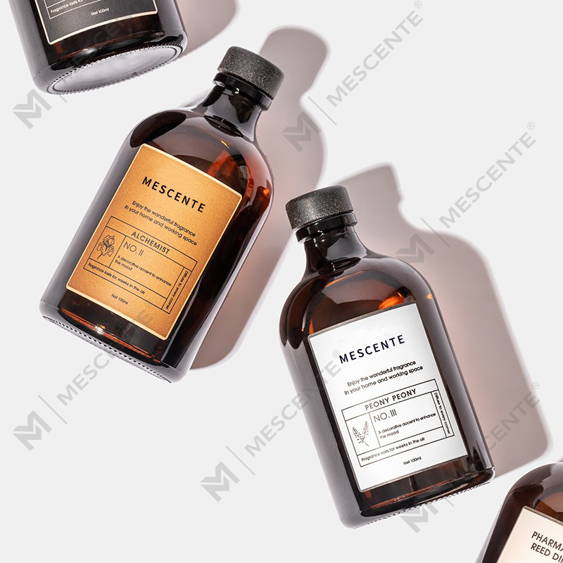 Grande preto e ouro 100ml vidro iridescente de luxo colorido varas fibra reed difusor ambientador solvente