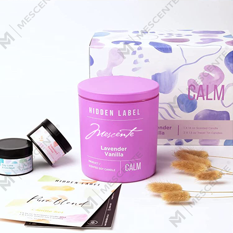 M&Scent atacado de luxo de marca própria em potes pretos velas perfumadas de cera de soja com cristais
