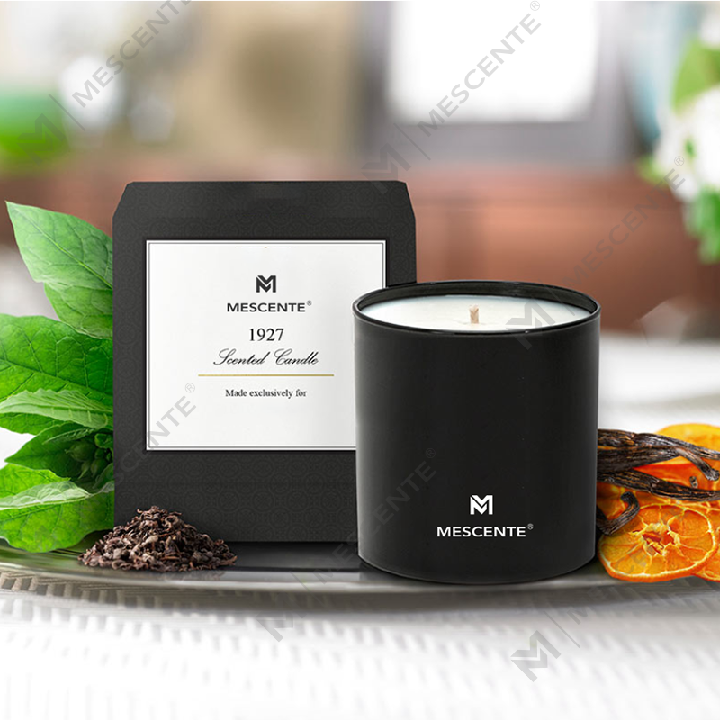 Velas masculinas de aromaterapia cromadas de marca própria de luxo por atacado com perfume M&S 22 onças com cristais dentro