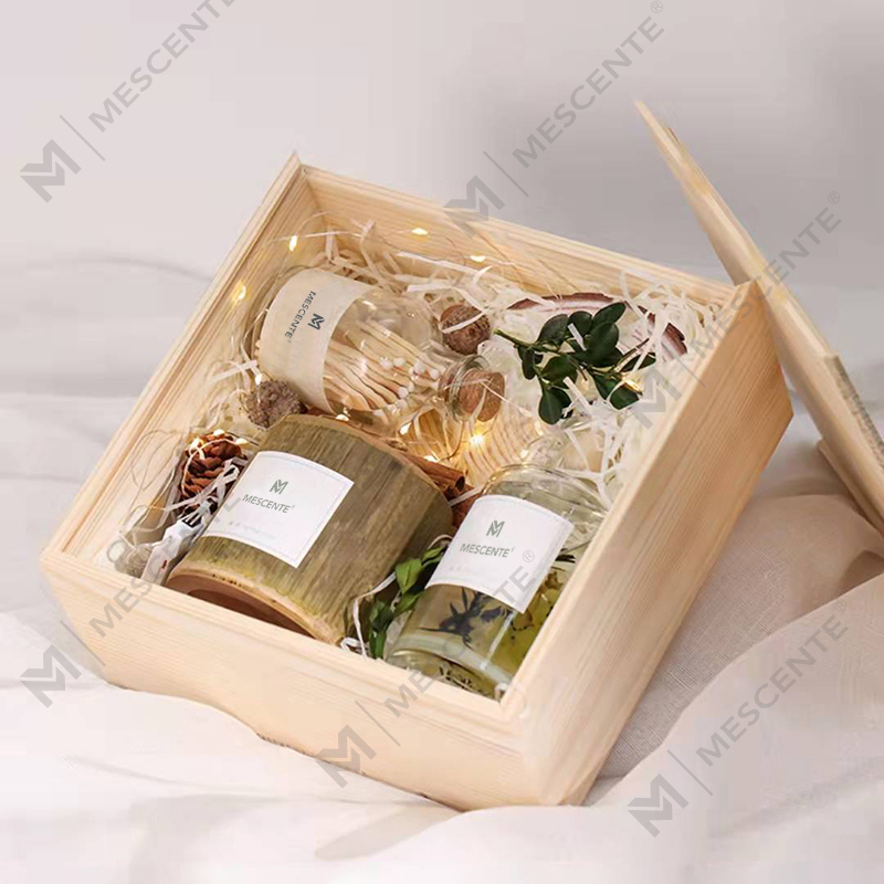Castiçal de madeira de luxo M&Scent, velas de marca própria perfumadas com caixa
