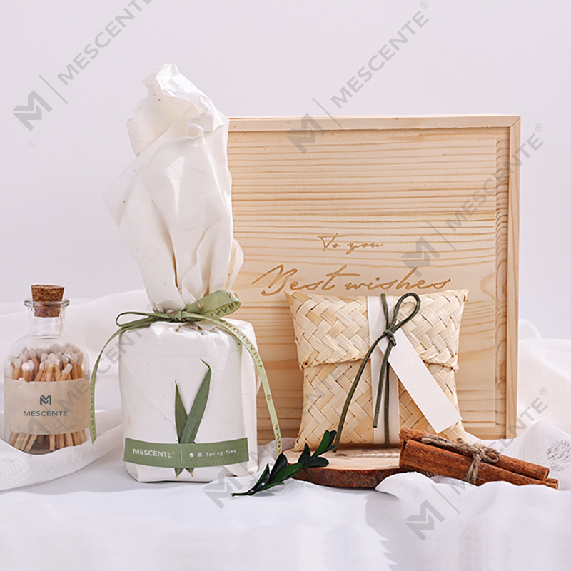 Castiçal de madeira de luxo M&Scent, velas de marca própria perfumadas com caixa