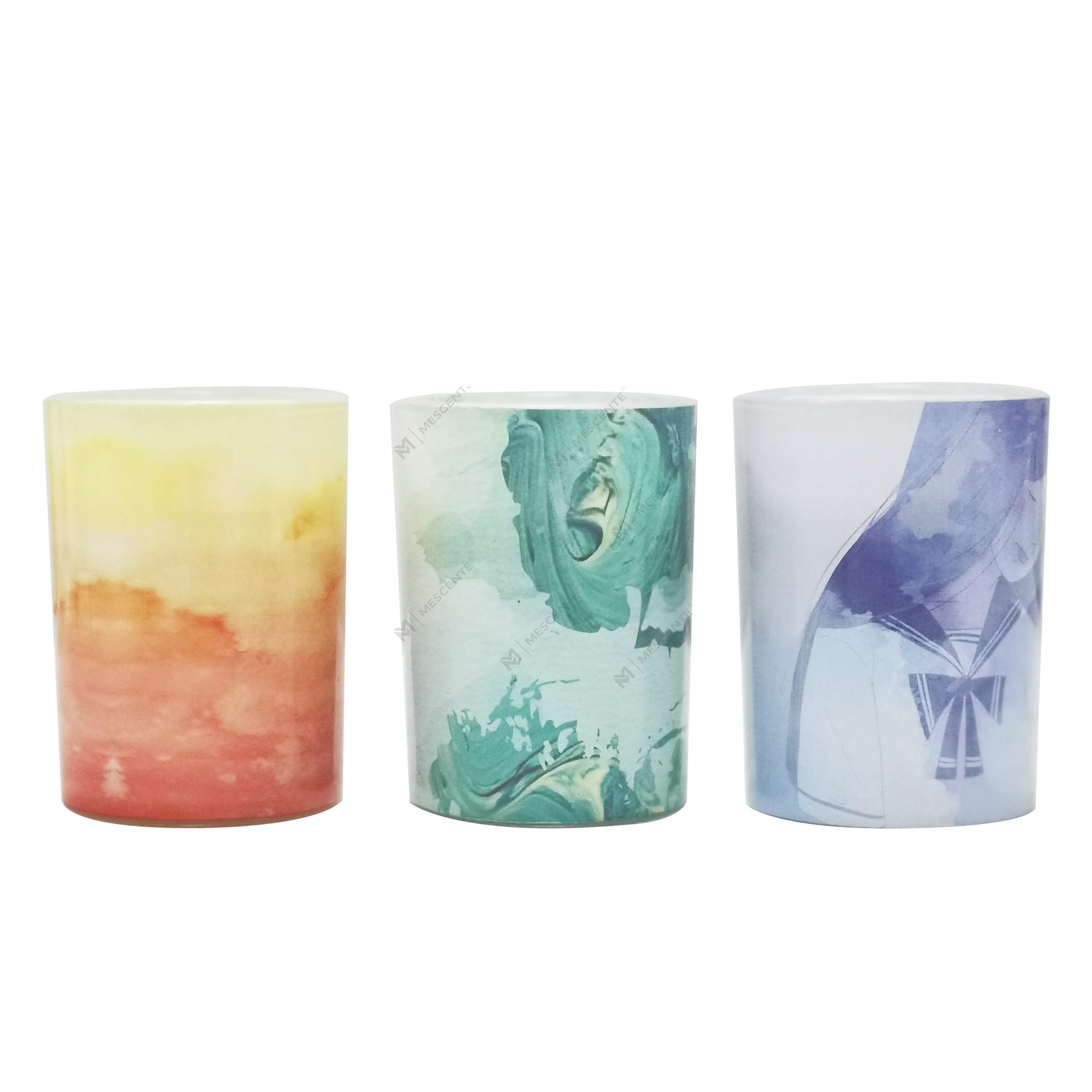 M&Scent atacado marca própria jarra de vidro verde vela de palma, velas espirituais