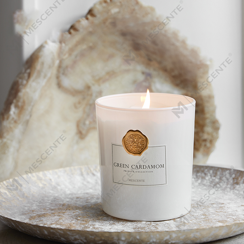 Frascos de vidro decorativos de marca própria personalizados de luxo M&Scent vela perfumada de cera de soja