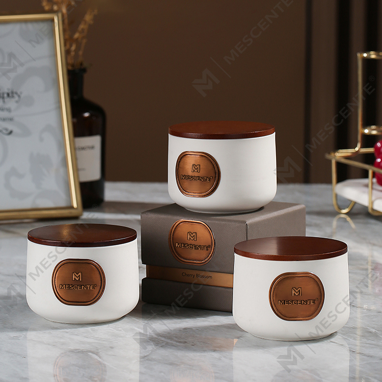 Conjuntos de velas de cera de coco com aroma personalizado de cerâmica de marca própria M&Scent