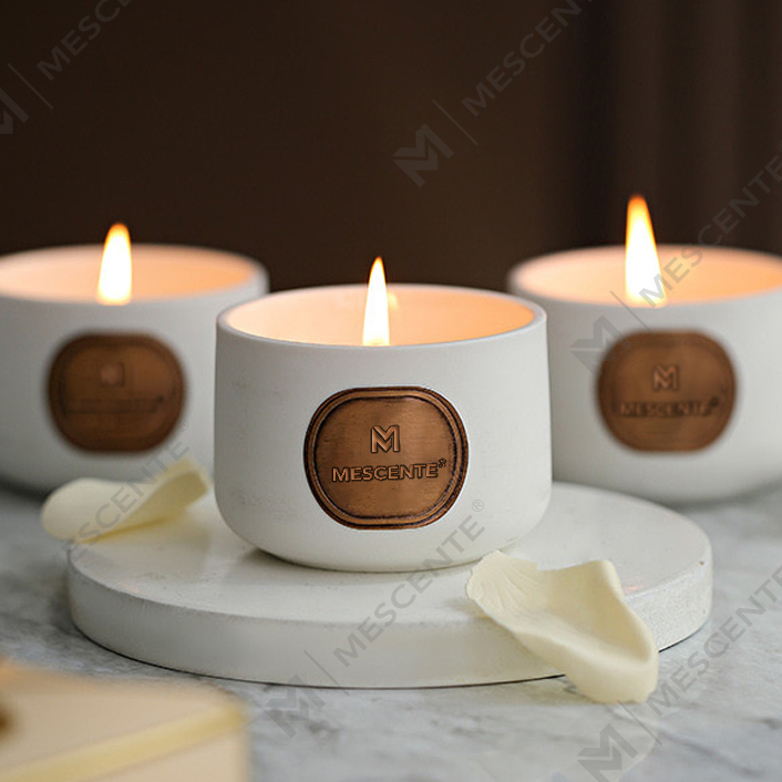 Conjuntos de velas de cera de coco com aroma personalizado de cerâmica de marca própria M&Scent