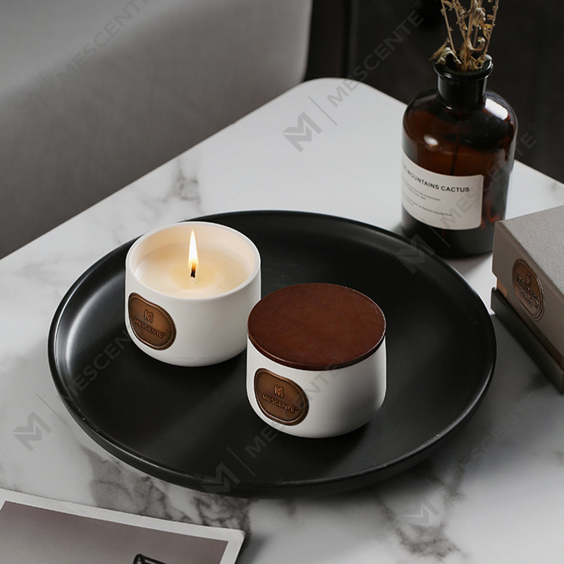 Conjuntos de velas de cera de coco com aroma personalizado de cerâmica de marca própria M&Scent