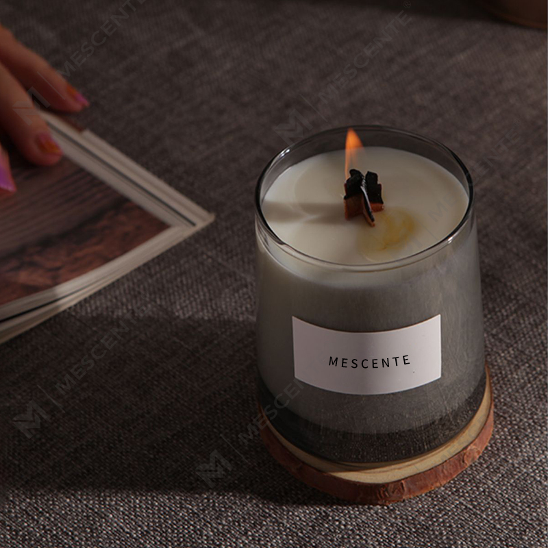 Frascos de vidro de luxo M&Scent, pavios de madeira de cristal, vela perfumada de cera de soja, velas de casamento