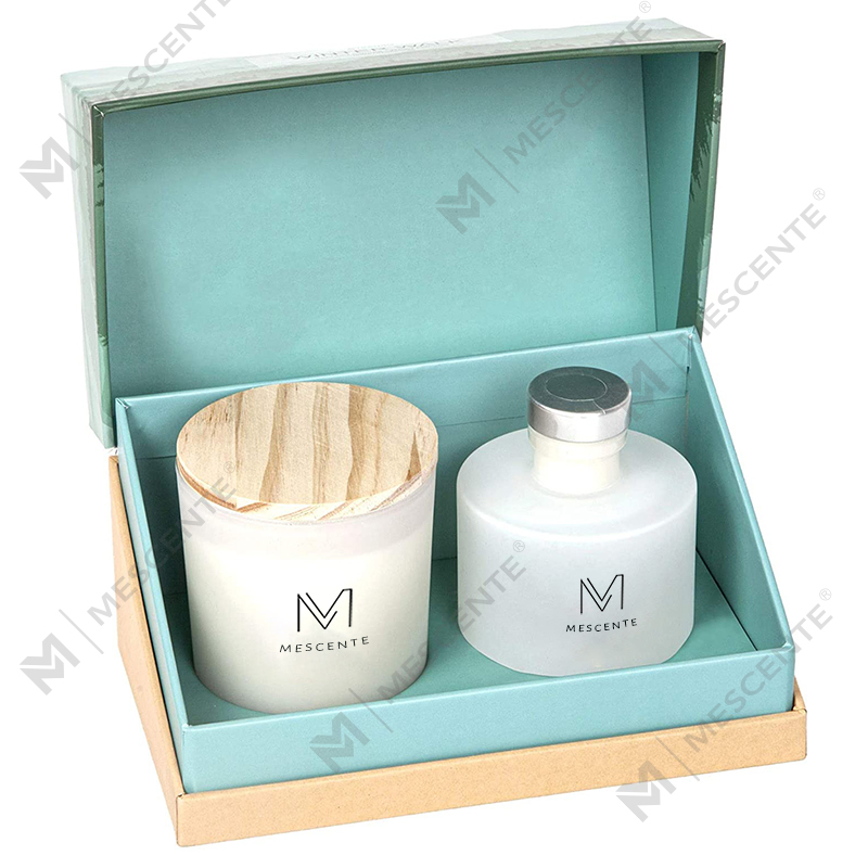 M&Scent Luxo Personalizado Marca Própria Decoração de Outono Aroma Perfumado Velas de Soja Reed Difusor Conjunto de Presente