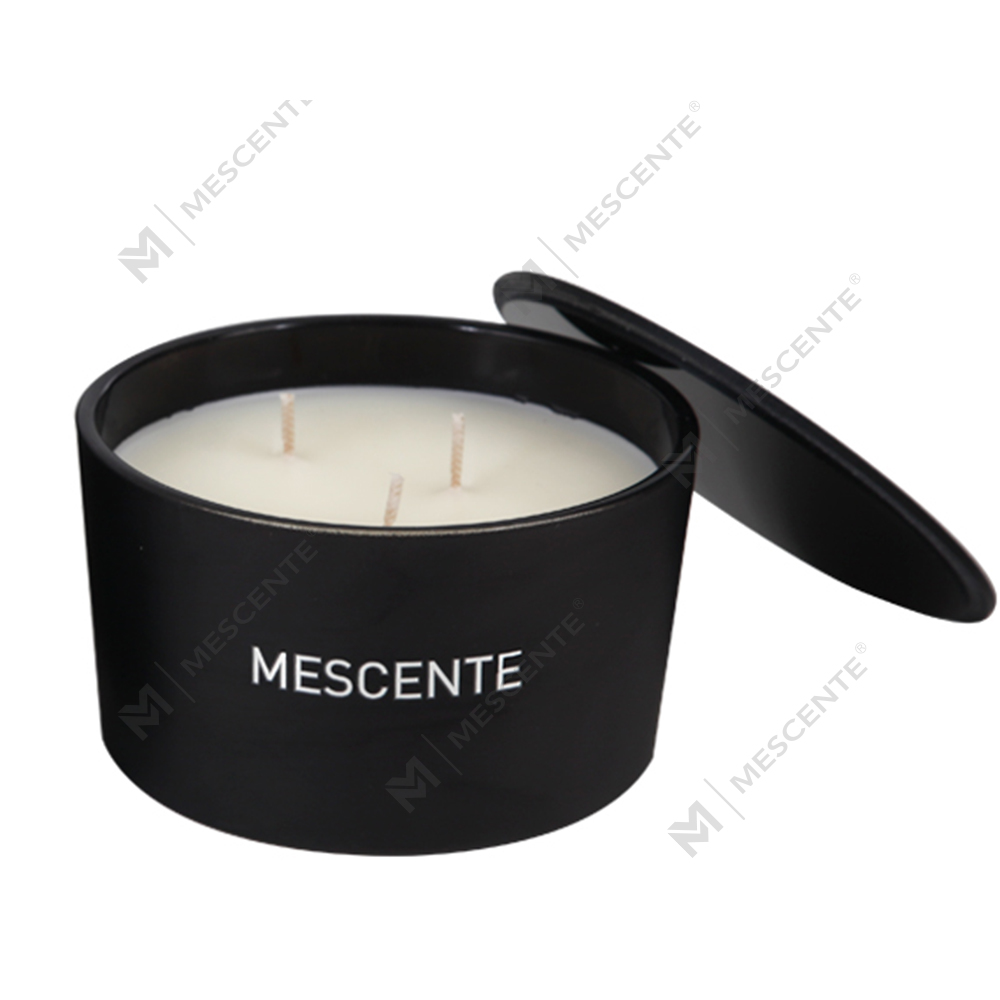 Mescente atacado frasco de vidro de marca própria 3 pavio 100% vela perfumada de cera de soja