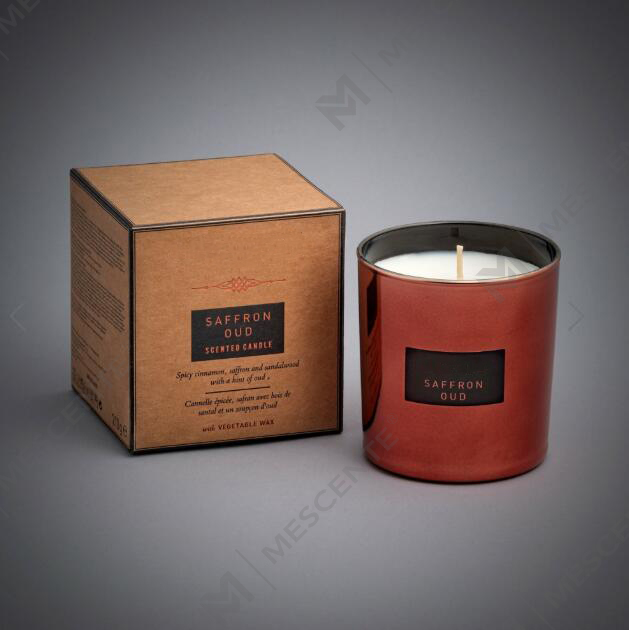 Vela de soja perfumada de vidro espelhado de grande capacidade de 540g
