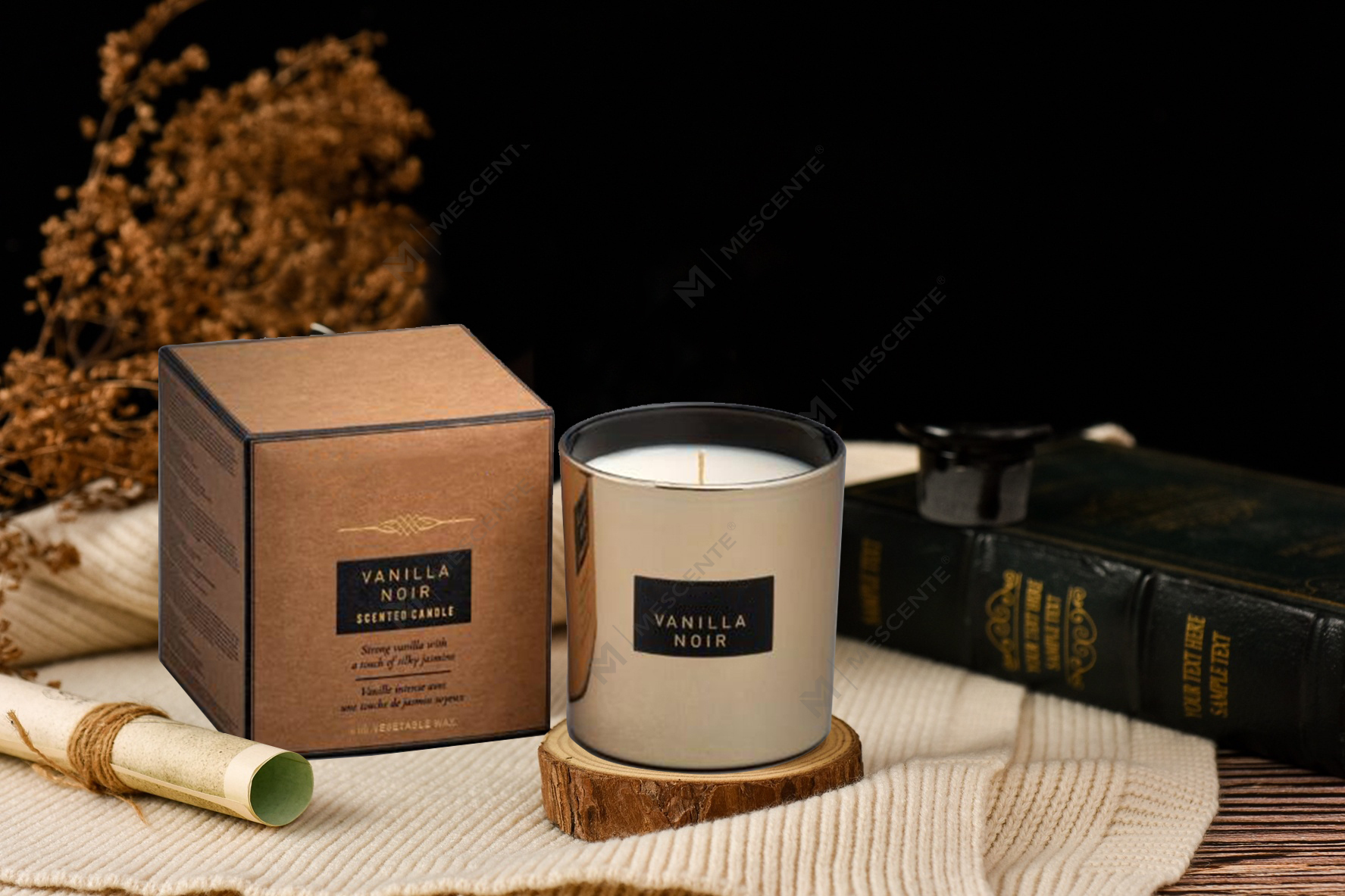 Vela de soja perfumada de vidro espelhado de grande capacidade de 540g