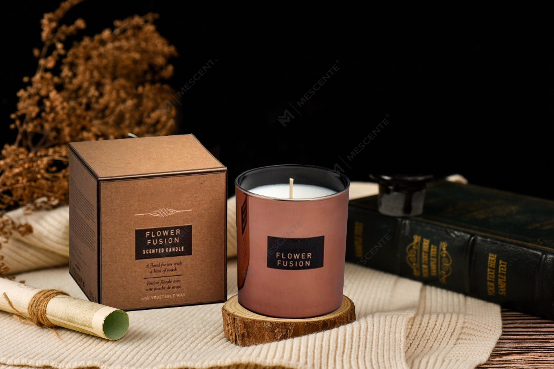 Vela de soja perfumada de vidro espelhado de grande capacidade de 540g