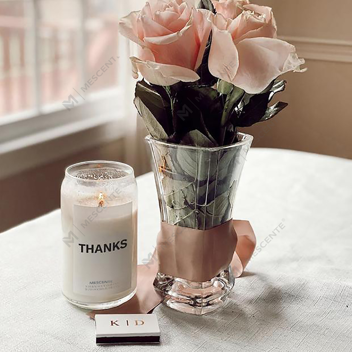 Velas Woodwick de cerâmica leitosa orgânicas personalizadas da M&Scent, recipiente de velas