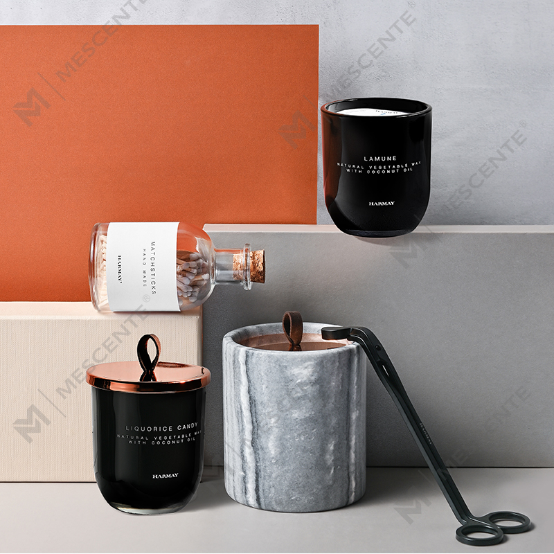 M&Scent Velas de cera de soja com aroma de cristal de vidro preto de marca própria de decoração personalizada de luxo por atacado