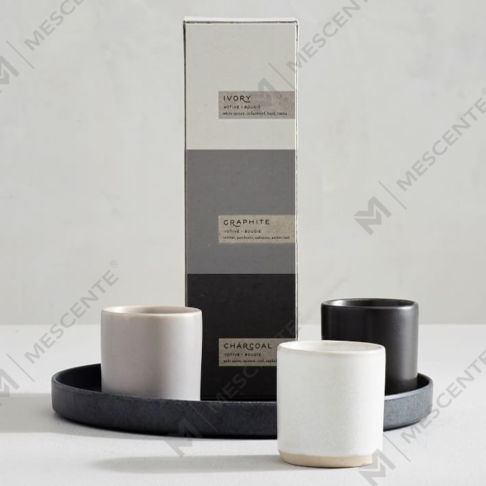 Conjunto de presente de vela perfumada de cerâmica de luxo de marca própria personalizada A29218-valores
