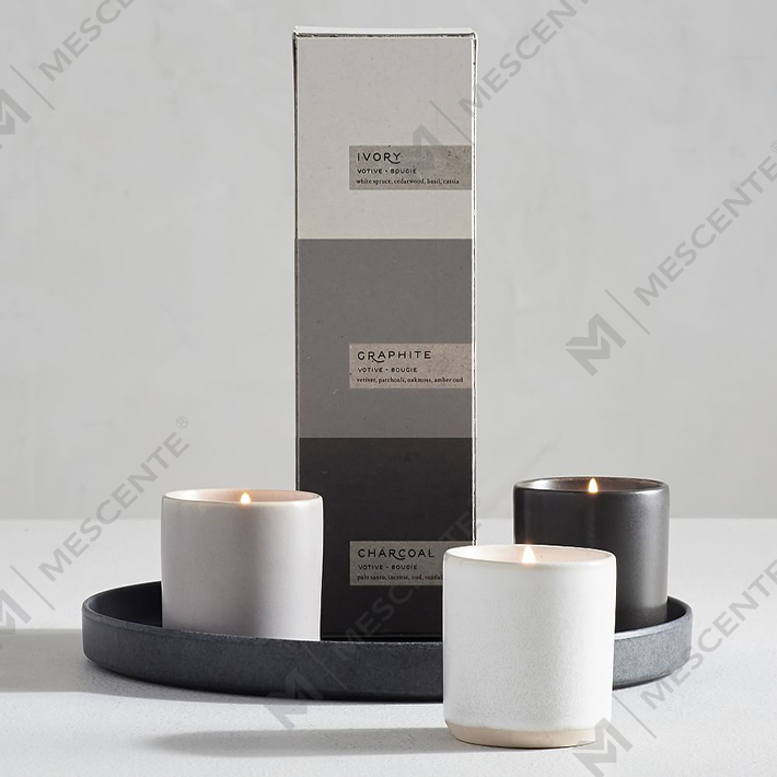 Conjunto de presente de vela perfumada de cerâmica de luxo de marca própria personalizada A29218-valores