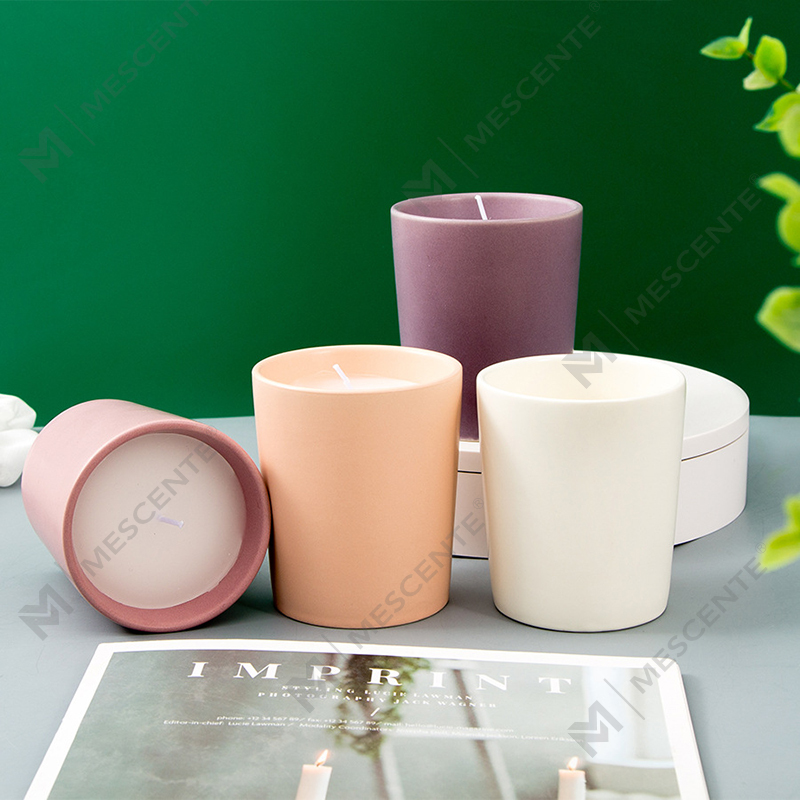 Frascos de cerâmica personalizados de luxo, marca própria Citta, velas perfumadas de cera de soja com flores secas