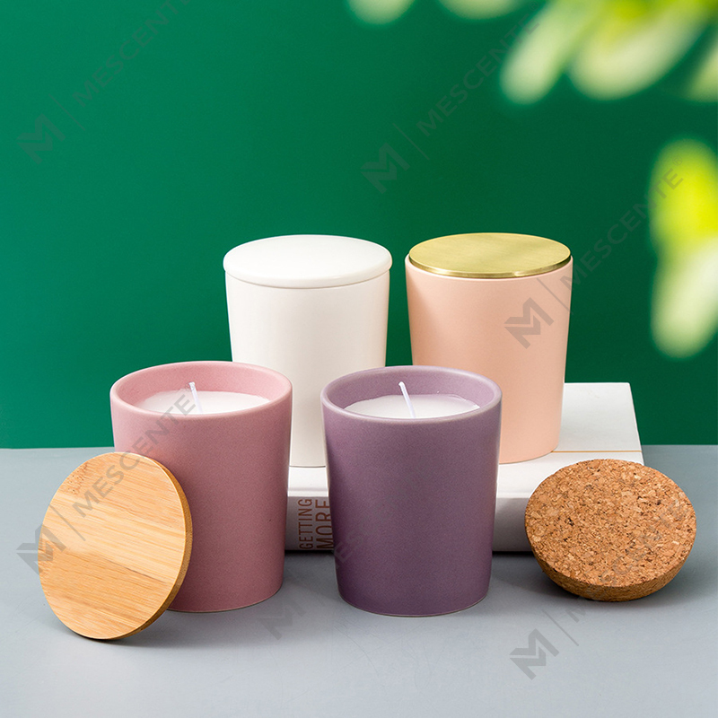 Frascos de cerâmica personalizados de luxo, marca própria Citta, velas perfumadas de cera de soja com flores secas
