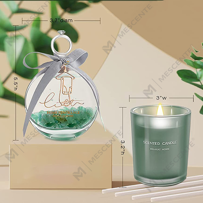 M&Scent Difusor de palheta de óleo perfumado de manjericão e limão e conjunto de velas perfumadas com palitos para casa
