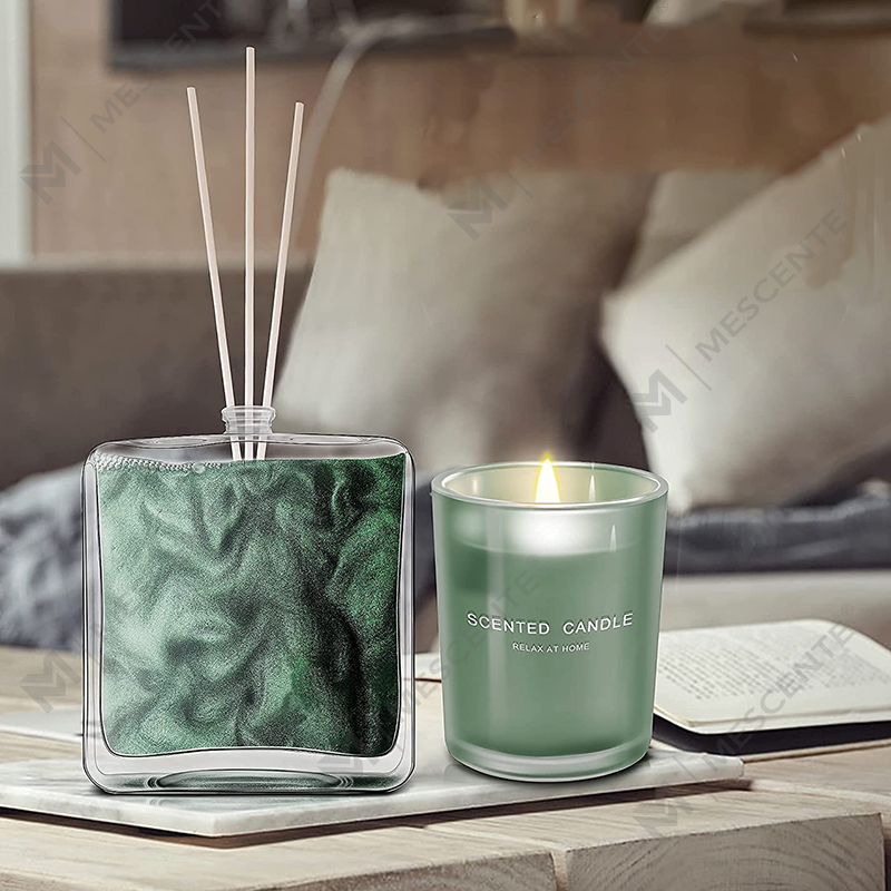 M&Scent Difusor de palheta de óleo perfumado de manjericão e limão e conjunto de velas perfumadas com palitos para casa
