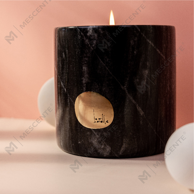 Suportes de cerâmica de marca própria personalizados de luxo Citta rotulados velas perfumadas de cera de soja com flores secas