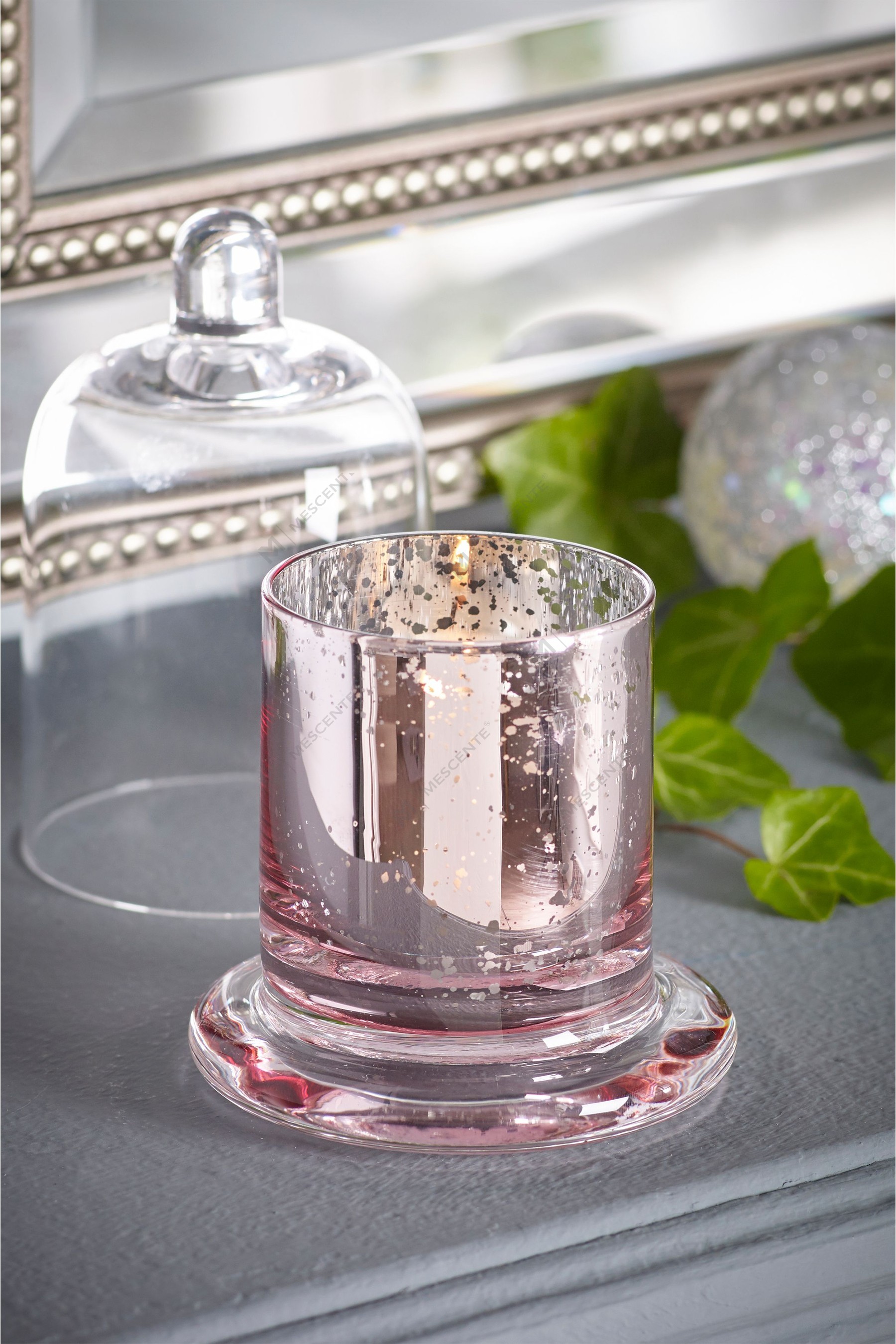 Mescente Luxo Prata Tampa Cúpula Porta-velas Perfumadas Frascos com Cúpula de Vidro